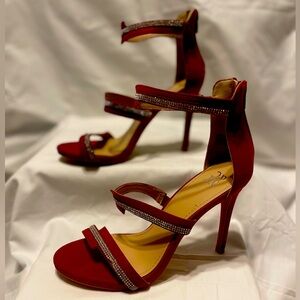 New York and Company Red Strap Heels Size 7